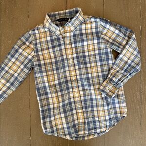 Janie and Jack Boys’ Blue Plaid Flannel Long-Sleeve Button Down • Size 6 (S)